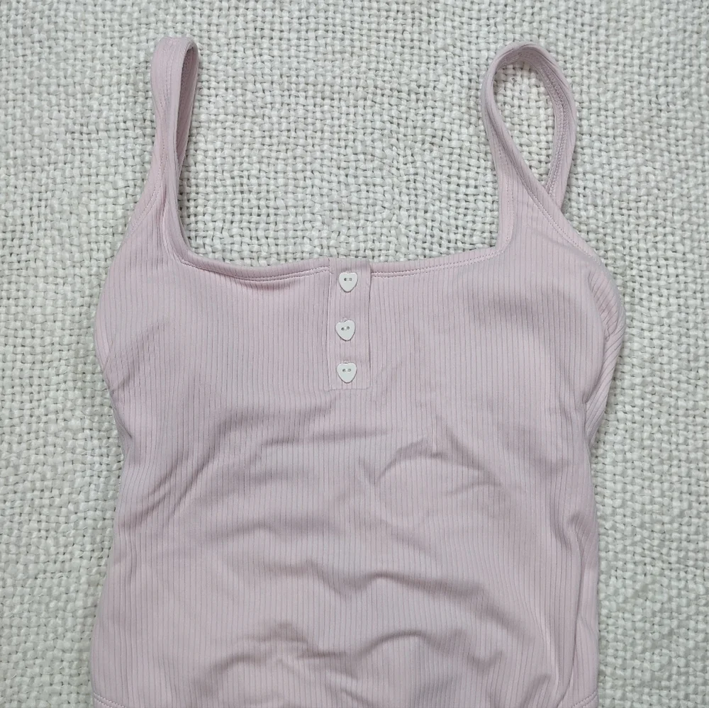 Stoney Clover Lane Baby Pink Ribbed Henley Cheeky High Leg One Piece‎ Size M